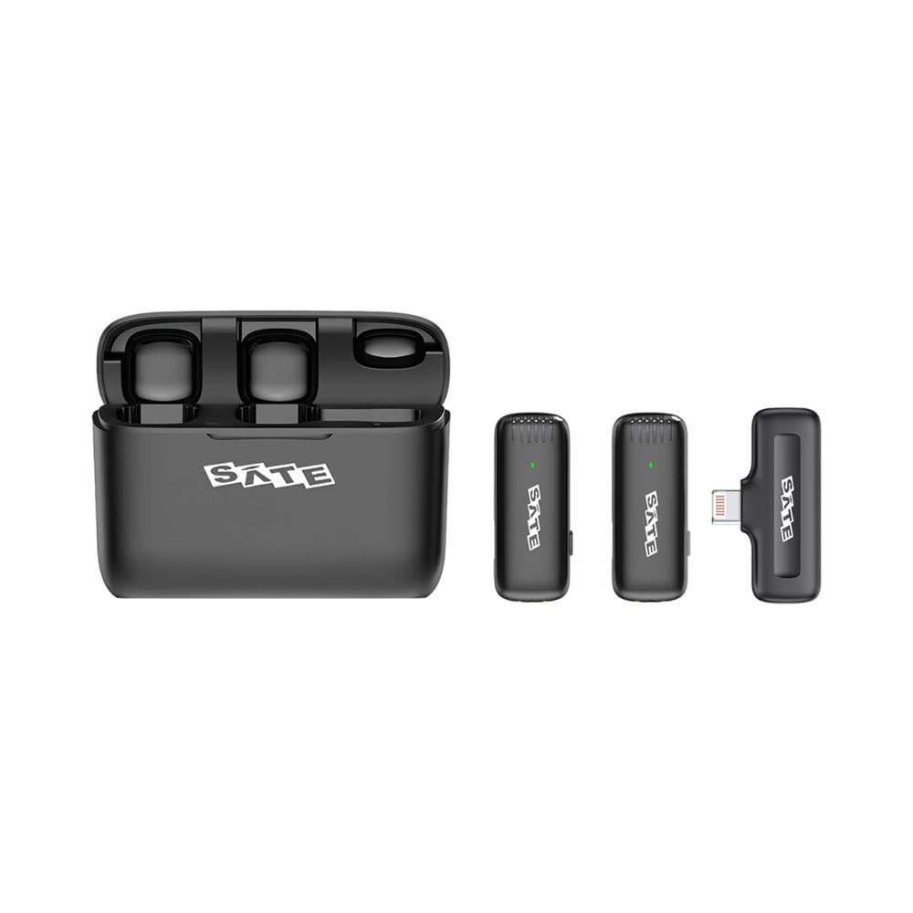 Microfone Sem Fio para Celular Sate A-Mk242 Lightning Dual Preto