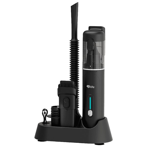 Mini Aspirador de Pó Portátil Elétrico 4Life SopraVac 2 Em 1 FL102PB Soprador de Ar Adaptador de Sucção Inflador com Acessórios 90W Recarregável Preto