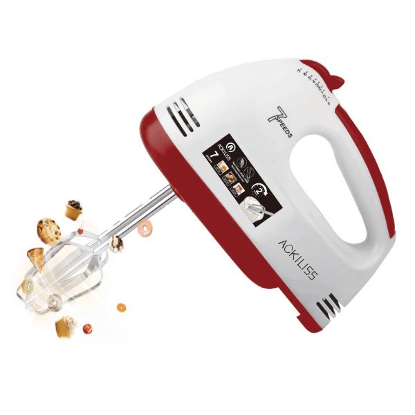 Mini Batedeira Elétrica Ackiliss Acl-6633 Sem Bowl / 270W / 7 Velocidades / 220-240V ~ 50/60Hz - Branco/Vermelho