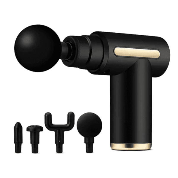 Mini Massageador Elétrico Corporal Muscular Portátil Geral ANJ.GG Aj-F14-2H 25W 6 Velocidades Com Acessórios Recarregável Preto