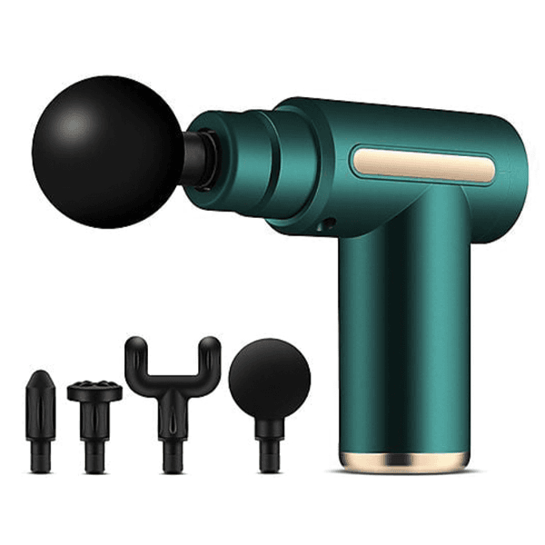 Mini Massageador Elétrico Corporal Muscular Portátil Hengda Yq10493 25W 6 Velocidades Com Acessórios Recarregável Verde