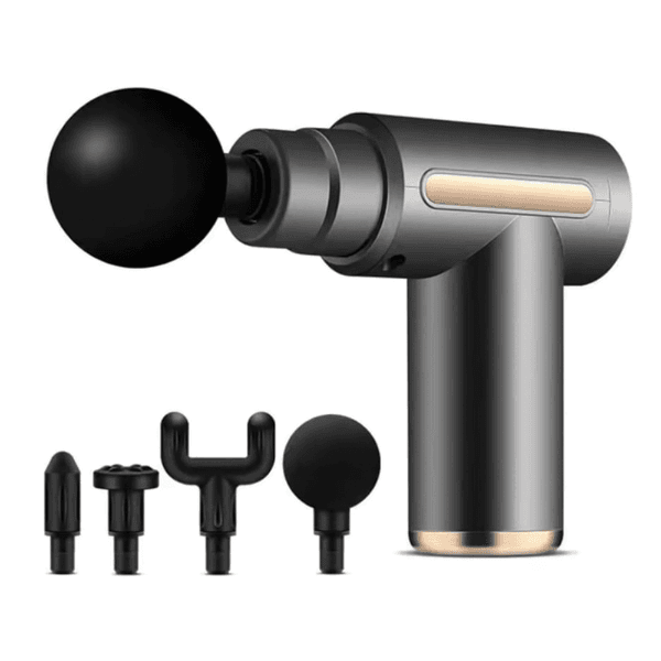 Mini Massageador Elétrico Corporal Muscular Portátil Hengda Yq10493 25W 6 Velocidades Com Acessórios Recarregável Cinza