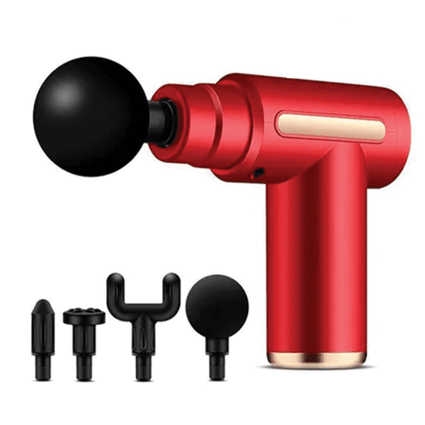 Mini Massageador Elétrico Corporal Muscular Portátil Hengda Yq10493 25W 6 Velocidades Com Acessórios Recarregável Vermelho