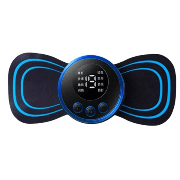 Mini Massageador Elétrico Stick Br-8858 Muscular Portátil Recarregável Preto/Azul