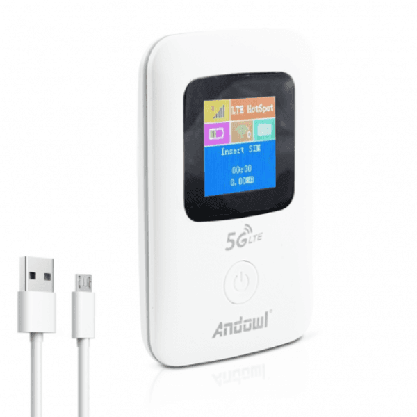 Mini Roteador Portátil Q-A214 Andowl Wifi 4G 5G Hotspot Cartão Sim Branco
