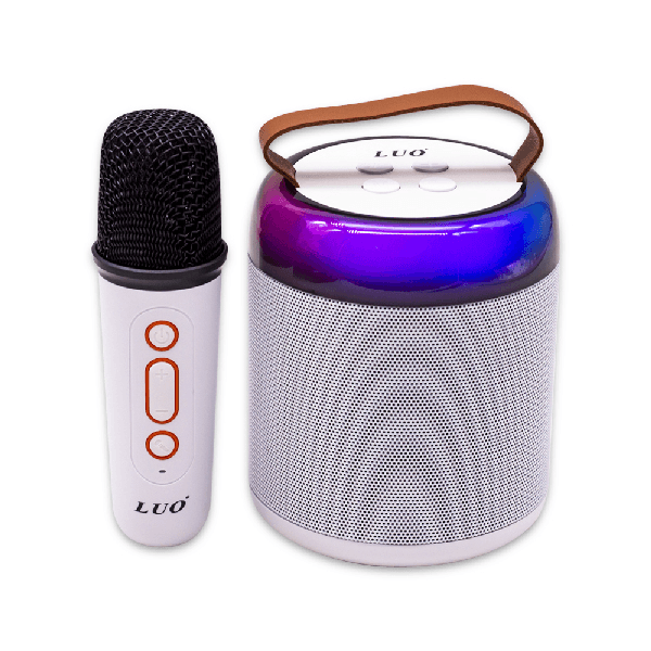 Caixa de Som Portátil Luo Lu-3166 com Microfone Bluetooth Aux USB Tf Recarregável Branco