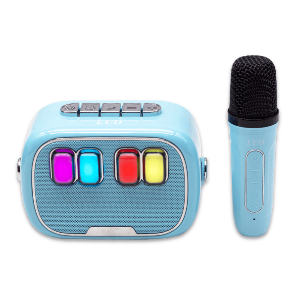 Caixa de Som Portátil Luo Lu-3167 com Microfone Bluetooth Aux USB Tf Recarregável Azul Claro
