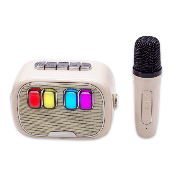 Caixa de Som Portátil Luo Lu-3167 Com Microfone Bluetooth Aux USB Tf Recarregável Bege