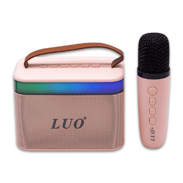 Caixa de Som Portátil Luo Lu-3170 com Microfone Bluetooth Aux USB Tf Recarregável Rosa