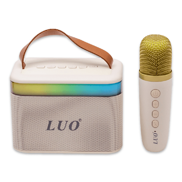 Caixa de Som Portátil Luo Lu-3170 com Microfone Bluetooth Aux USB Tf Recarregável Bege