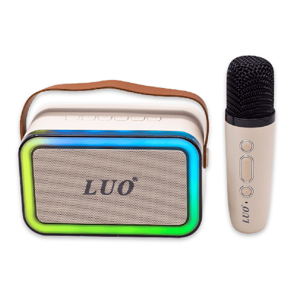 Caixa de Som Portátil Luo Lu-3171 com Microfone Bluetooth Aux USB Tf Recarregável Bege