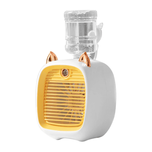 Mini Ventilador Portátil Geral Little Fox Fc-6602A 1200Mah Recarregável Branco/Amarelo