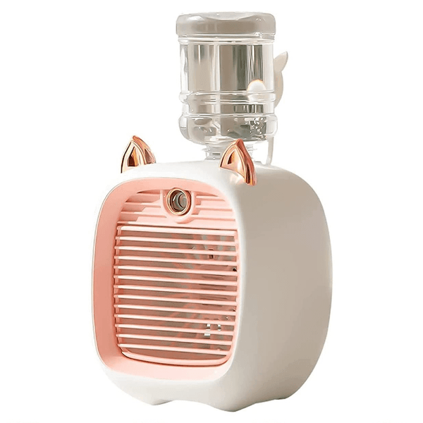 Mini Ventilador Portátil Little Fox Fc-6602A, 1200Mah, Recarregável - Branco/Rosa