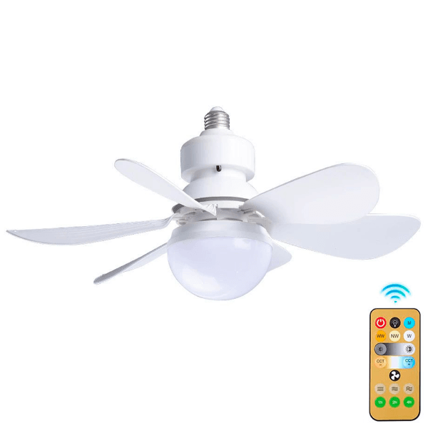 Mini Ventilador de Teto Com LED Hengda YQ10506 / 16.5" / 30W / 3 Velocidades / Com Controle Remoto / 3000K-6500K / 85-265V ~ 50/60Hz - Branco