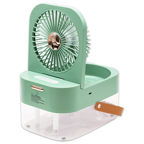 Mini Ventilador Fan Q7 com Umidificador USB Recarregável 2.5 Litros 6.5W Verde