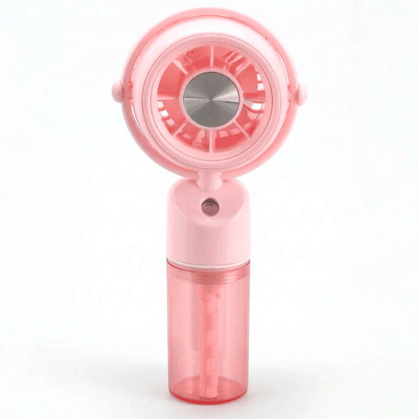 Mini Ventilador Portátil Hengda YQ10525 / 3 Velocidades / Rociador / Recarregavel - Rosa