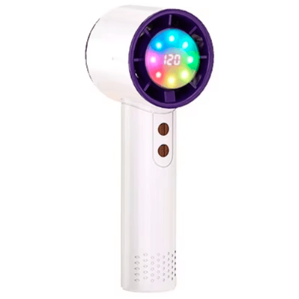 Mini Ventilador Portátil Hengda YQ10531 Com LED / 5W / 120 Niveis / Recarregavel - Branco