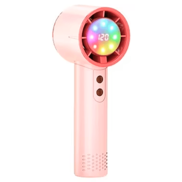 Mini Ventilador Portátil Hengda YQ10531 Com LED / 5W / 120 Niveis / Recarregavel - Rosa