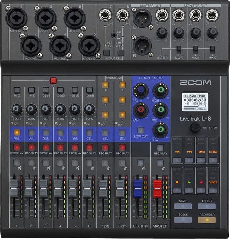 Mixer Digital Zoom LiveTrak L-8 de 8 Canais Bivolt