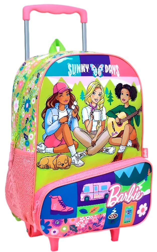 Mochila com Rodas Escolar Barbie Sunny Days - 71628 (Rosa)