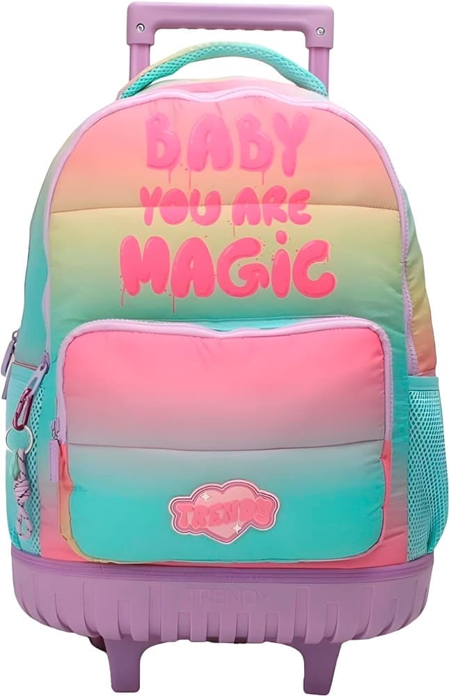 Mochila com Rodas Trendy 28036 - Rosa/Roxo