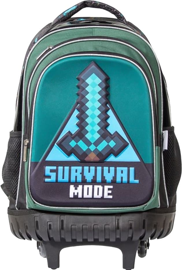 Mochila Escolar Minecraft com Rodas M34-220200 (Preto/Verde)