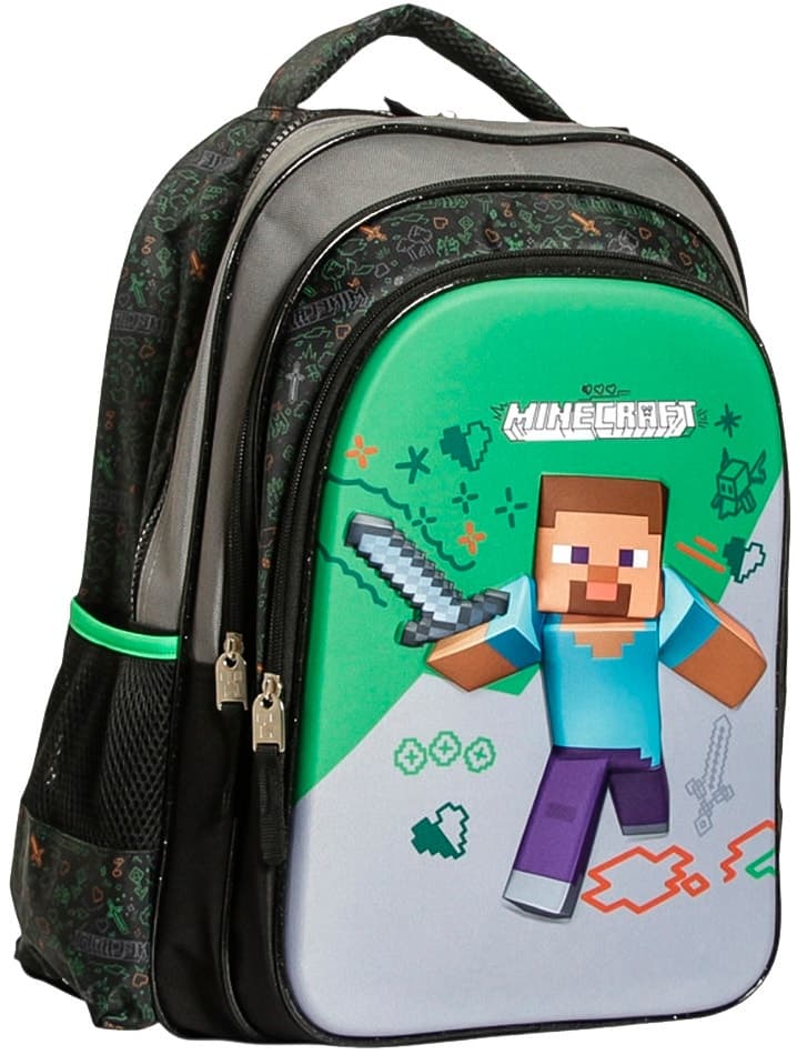 Mochila Escolar Minecraft M34-220396 (Preto/Verde)