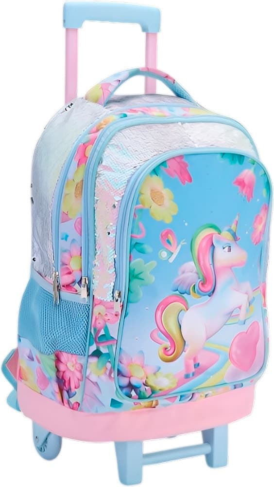 Mochila Escolar Unicórnio com Rodas Filgo Mo25-T3D-010