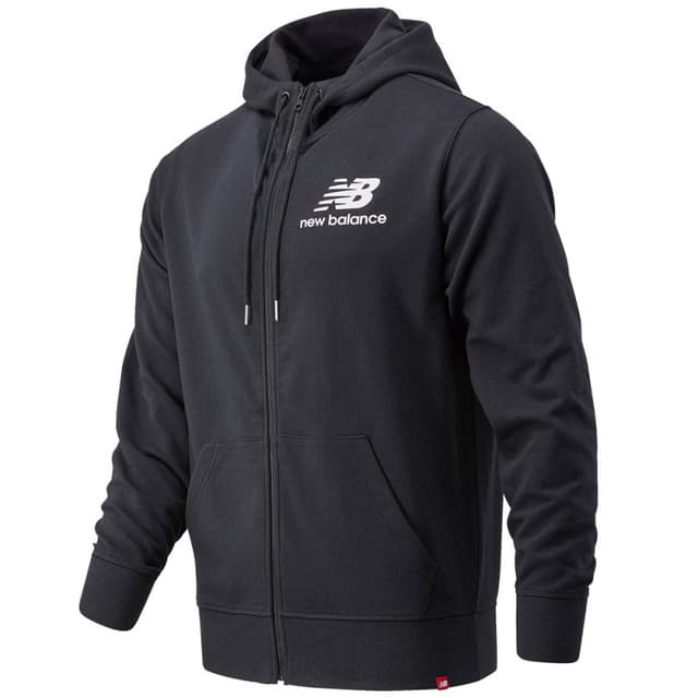 Moletom New Balance MJ03558BK Masculino Essentials Stacked Full Zip Preto