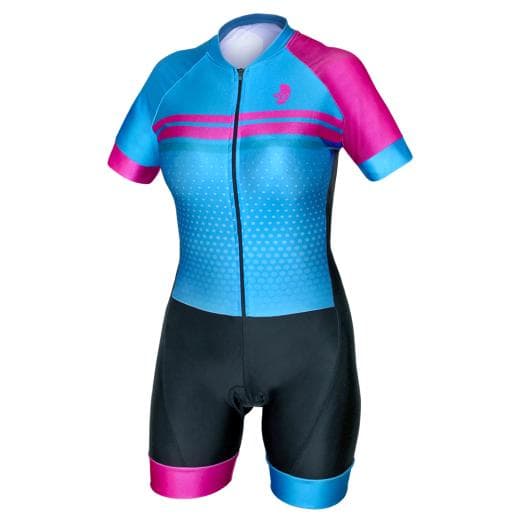 Macacão de Ciclismo Feminino Ims Preto/Azul Claro
