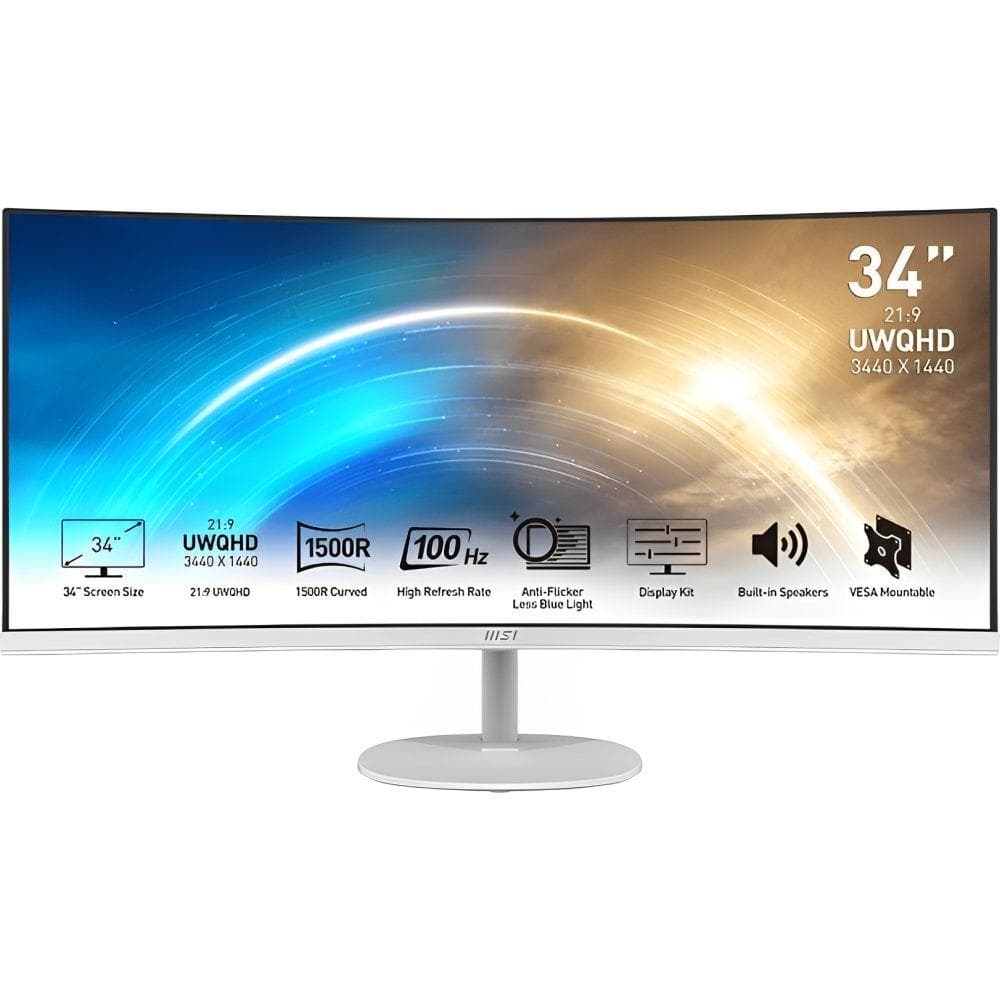 Monitor Gamer Curvo Msi Pro MP341CQW LCD 34" Wqhd 100 Hz / 1 Ms - Branco