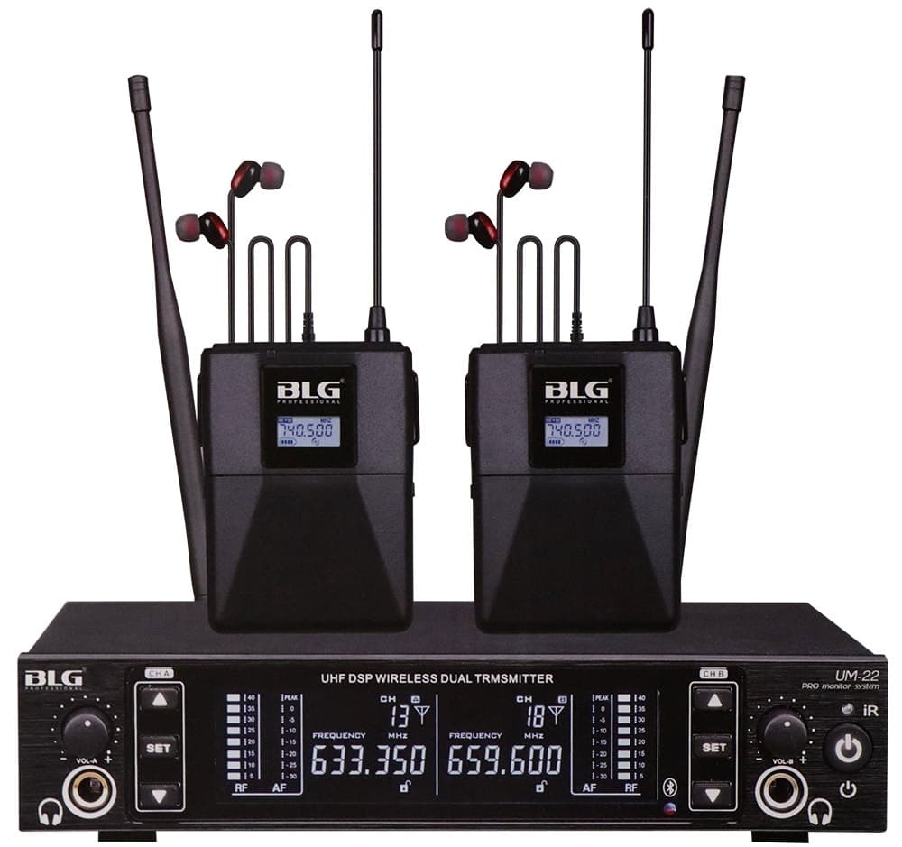 Sistema de Monitor Duplo Sem Fio Blg Pro Uhf - Um-22