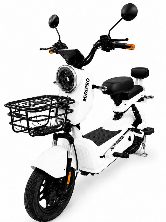 Moto Elétrica Midi Pro MDP-500TURBO | 500W 48V/20Ah - Branco (acompanha capacete)