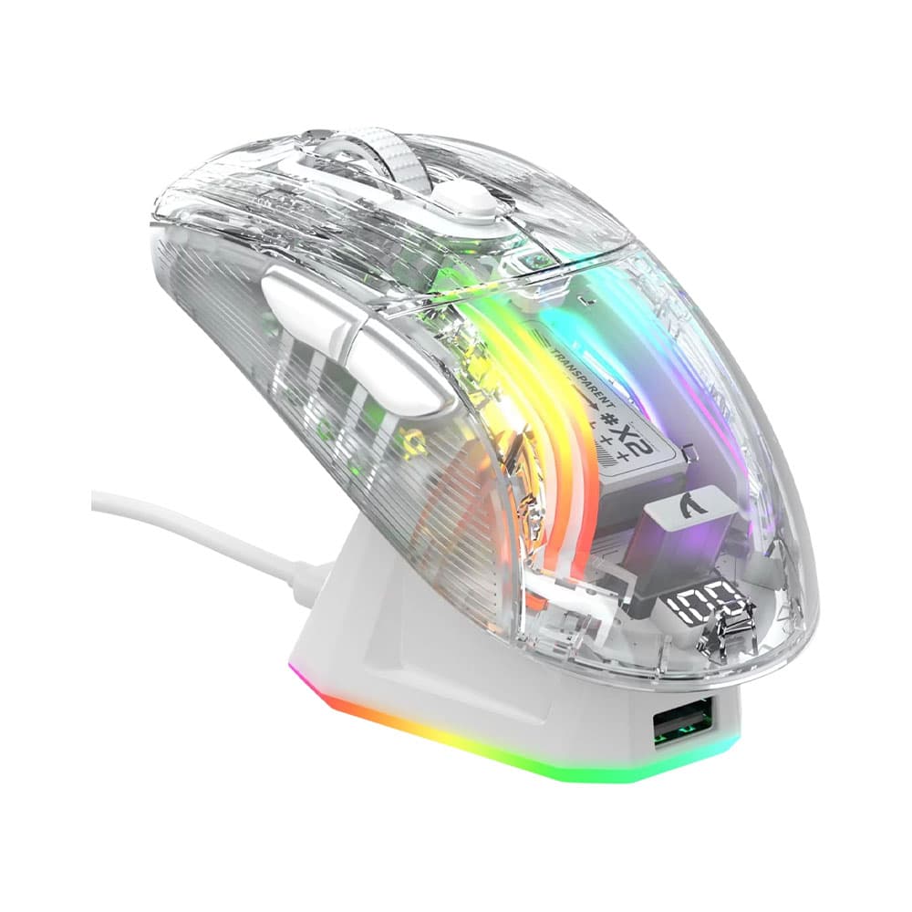 Mouse Gamer Attack Shark X2 Pro RGB Semi-Transparente