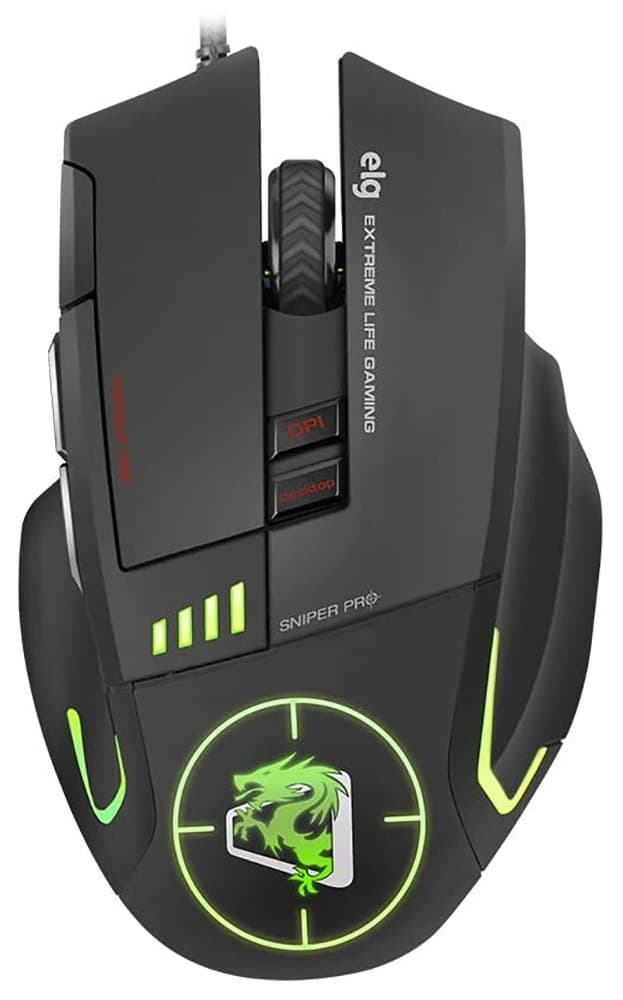 Mouse Gamer Elg Sniper Pro Mgsp 8 Botões True 5200DPI - Preto