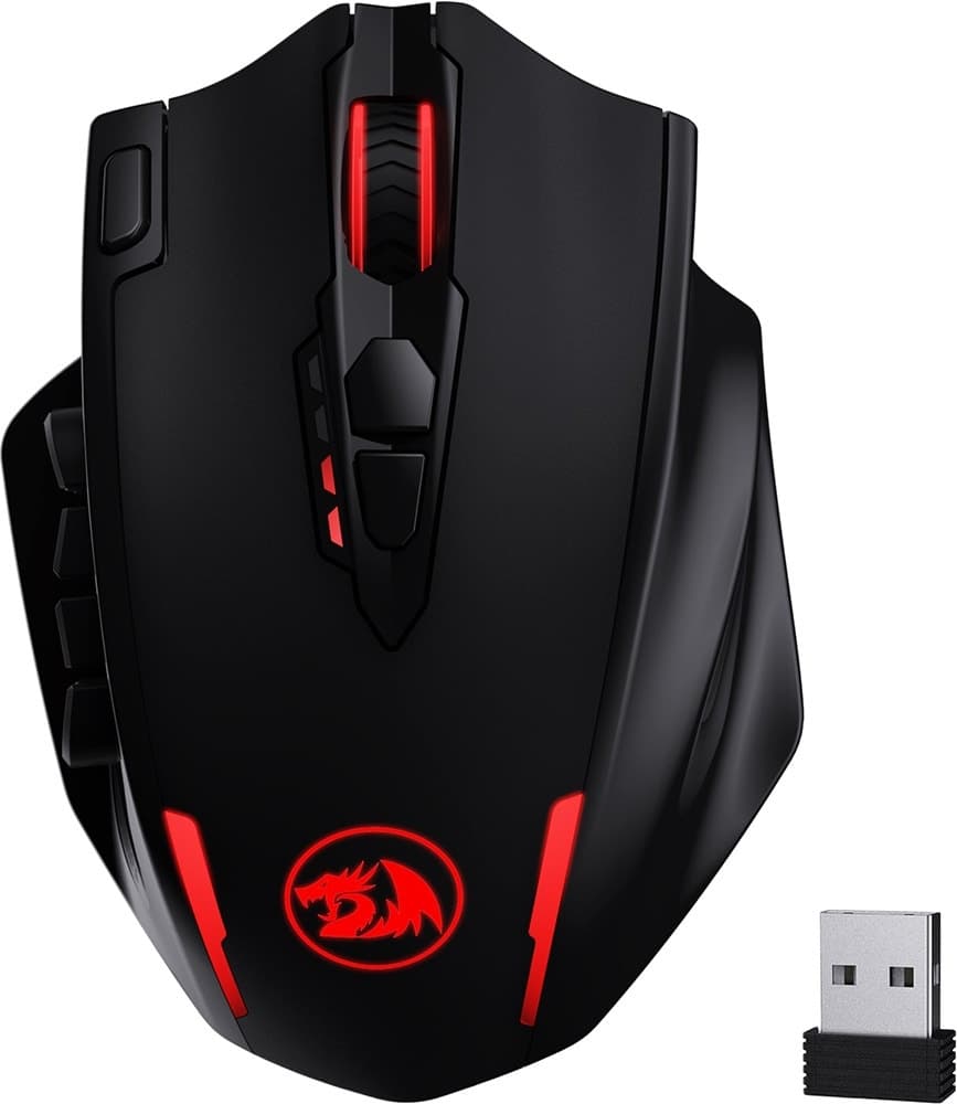 Mouse Gamer Redragon Impact Elite M913 RGB Sem Fio USB Preto
