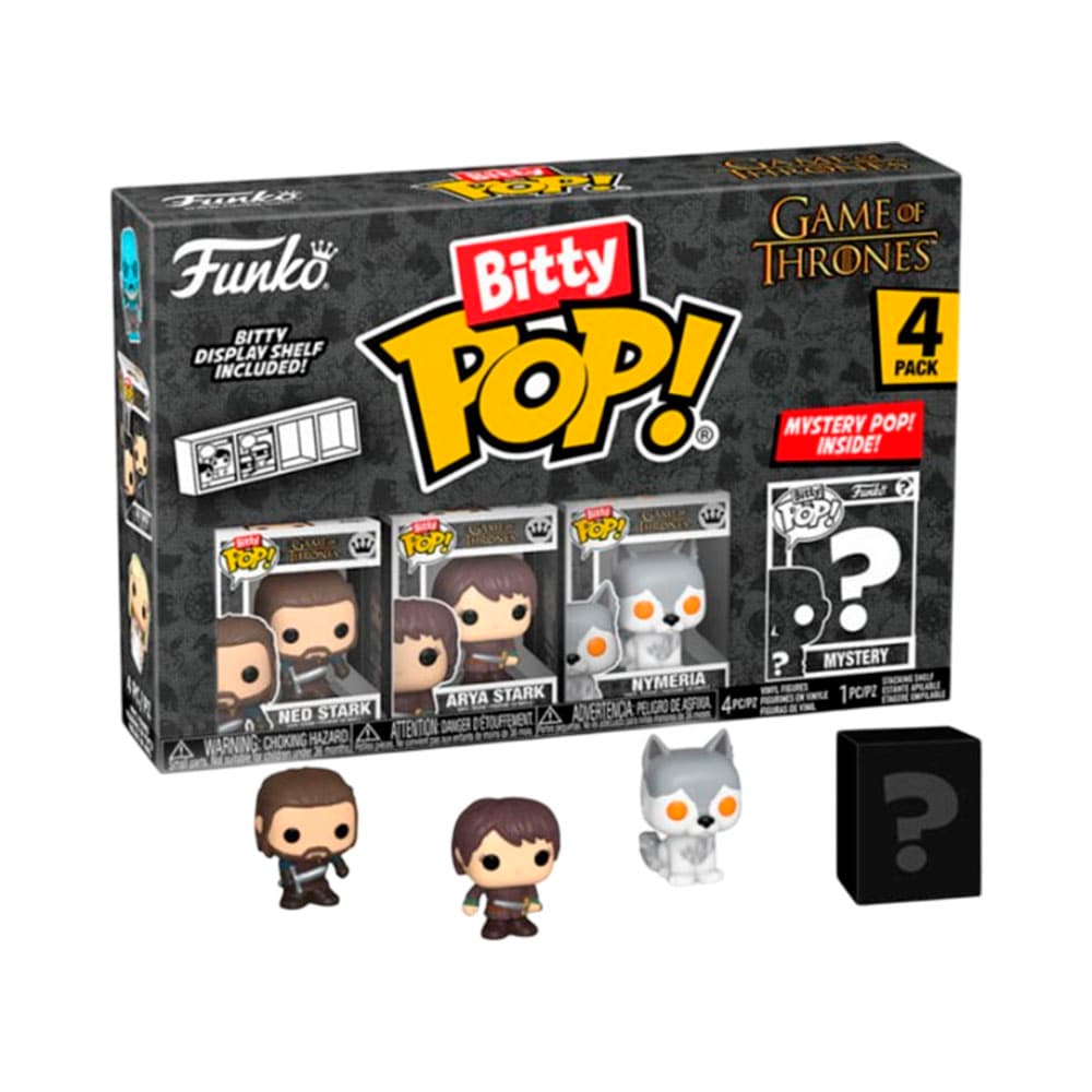 Boneco Funko Bitty Pop Games of Thrones Ned Stark Arya Stark Nymeria 4 Peças