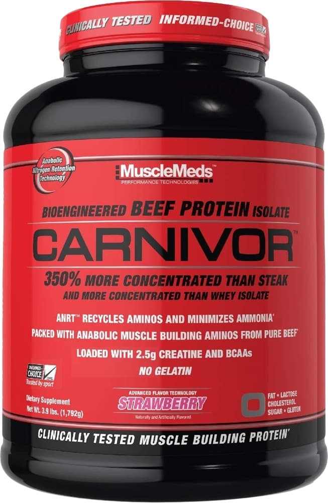 Proteína Isolada MuscleMeds Carnivor Morango 3.9 Lbs (1.792G)