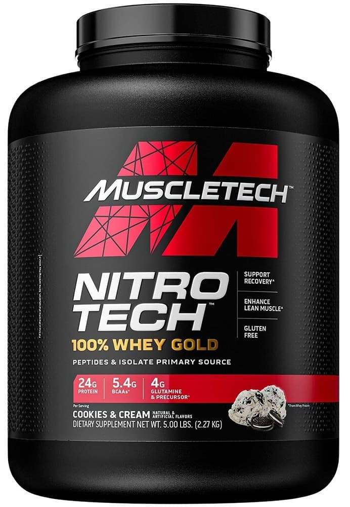Whey Protein Gold 100% Nitro Tech Cookies & Cream 2.27Kg Muscletech