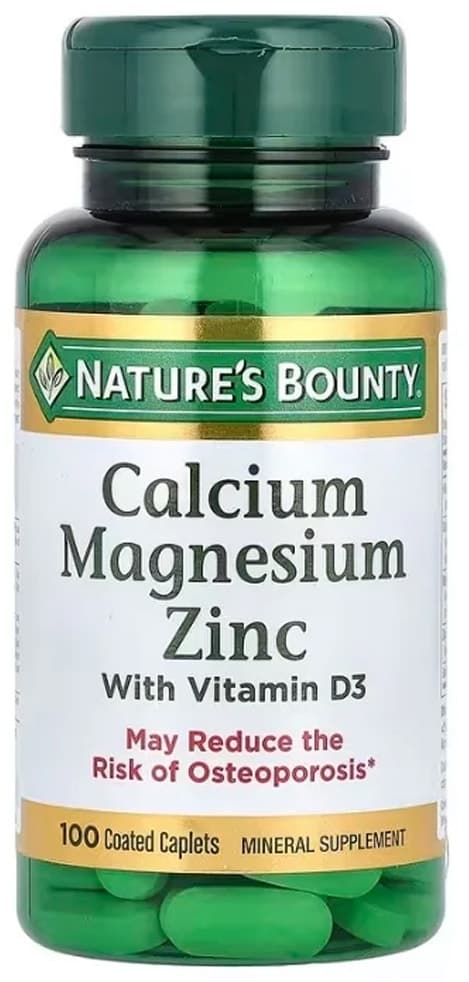 Suplemento Cálcio Magnésio Zinco Nature's Bounty 100 Cápsulas