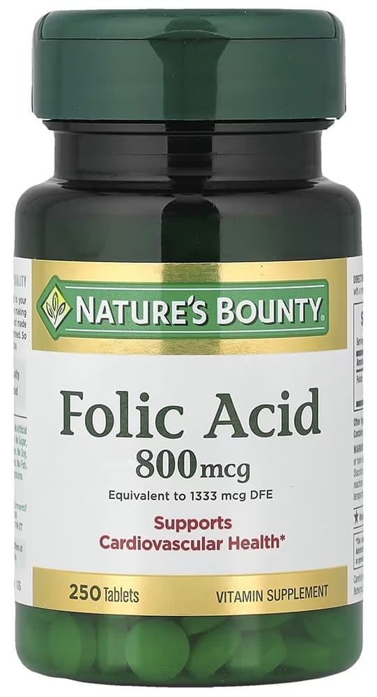 Ácido Fólico Nature's Bounty 800MCG (250 Comprimidos)