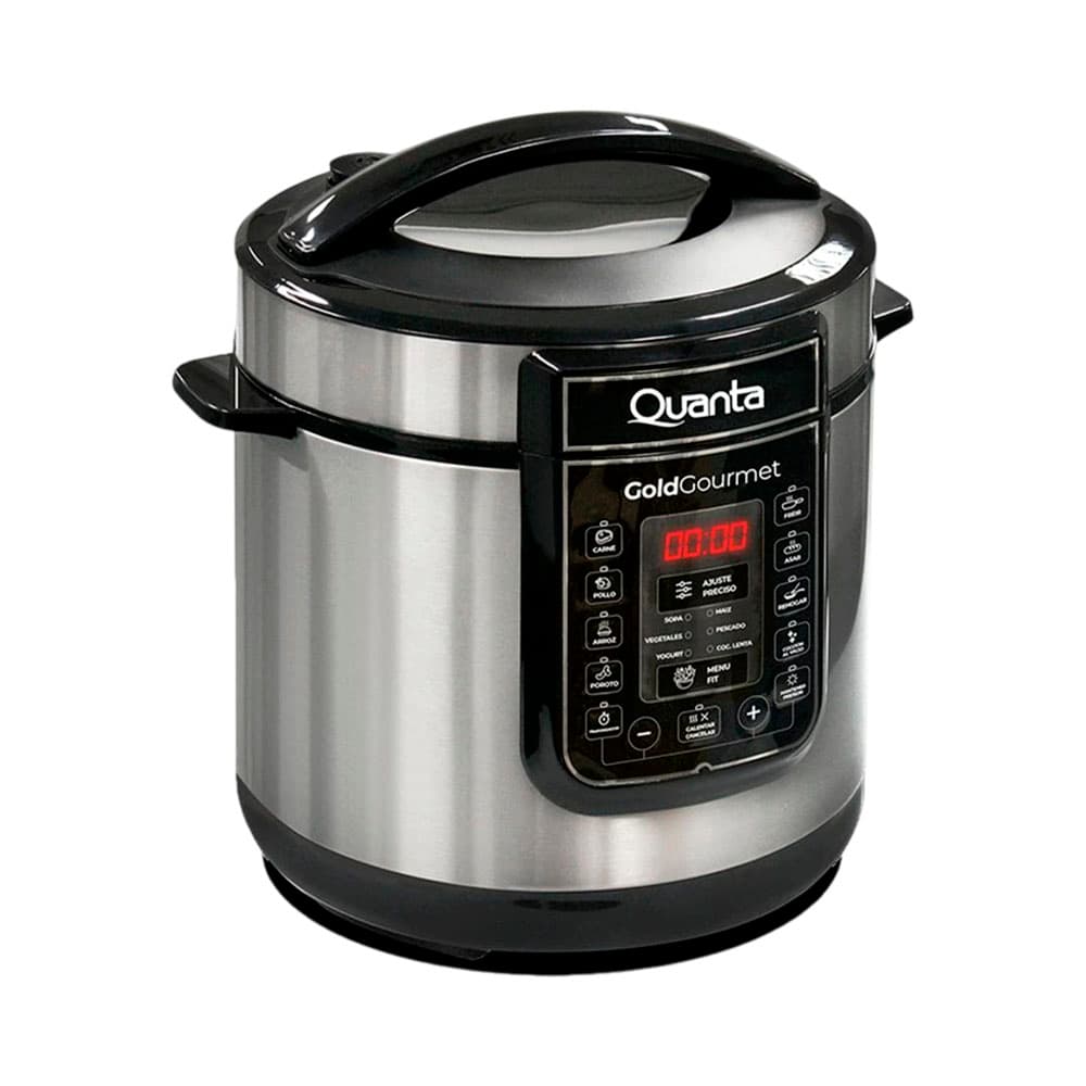 Panela de Pressão Elétrica Quanta GoldGourmet Qtope300 6L 1000W 220V Prata/Preto