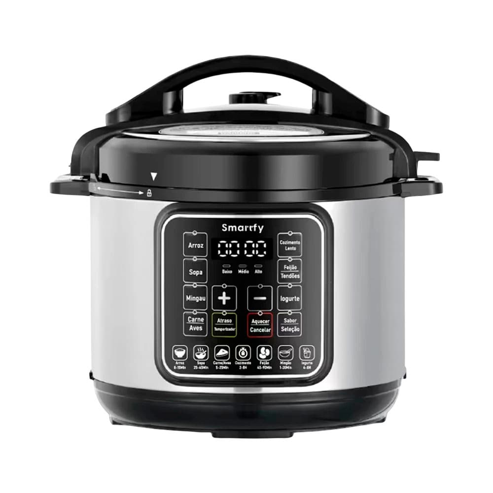 Panela de Pressão Elétrica Smartfy PP01B 6L 1000W 220V Prata/Preto