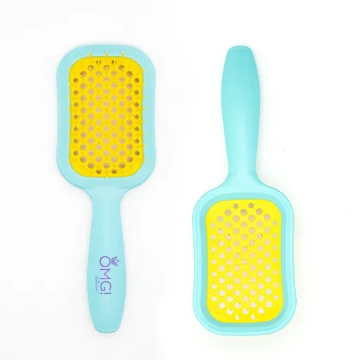 Escova para Cabelo Omg Thermic Vented Celeste/Amarelo