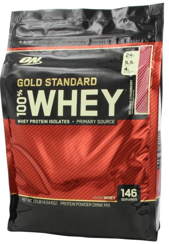Whey Protein Optimum Nutrition Gold Standard 100% Delicious Strawberry 146 Porções 10Lb(4.54kg)