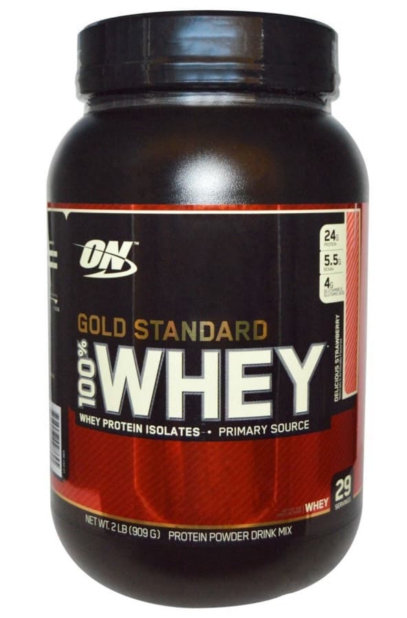 Whey Protein Optimum Nutrition Gold Standard 100% Delicious Strawberry 29 Porções 2LB(909g)