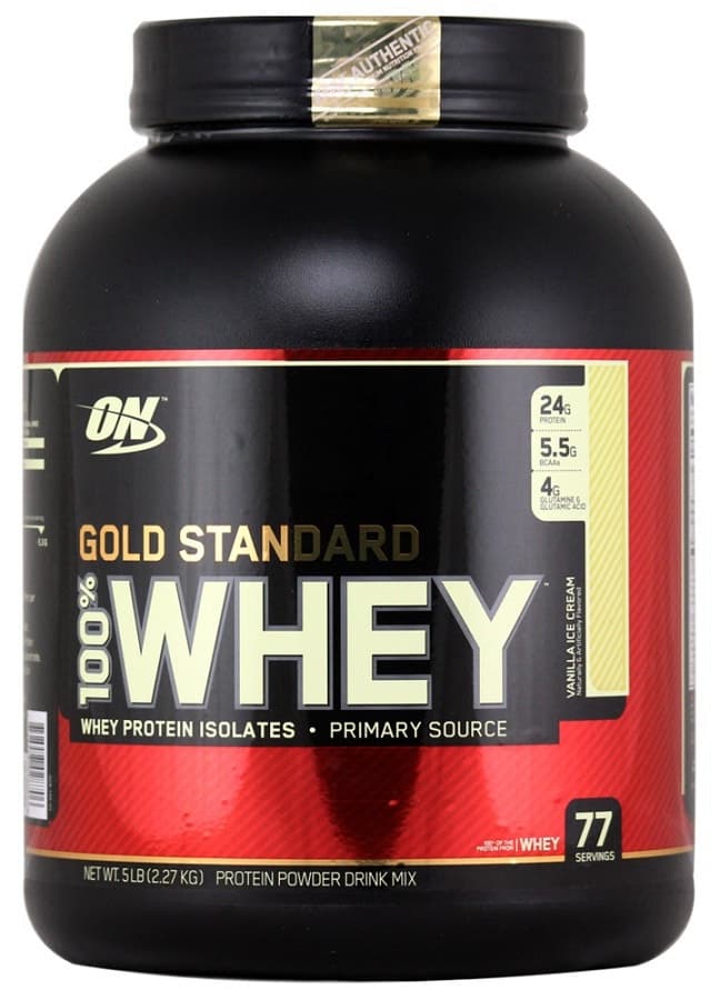 Whey Protein Optimum Nutrition Gold Standard 100% Vanilla Ice Cream 77 Porções 5lb(2.27kg)