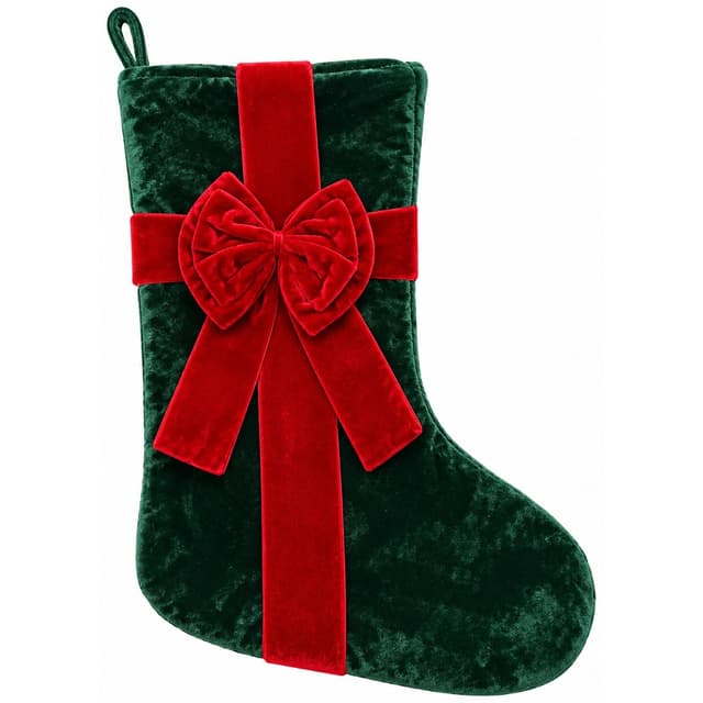 Original Adorno Navideño Bota Con Lazo MZ-721 Verde/rojo 20X45X26CM