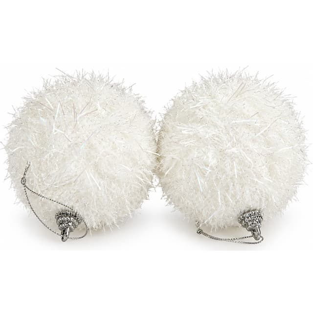Original Adorno Navideño Esferas Con Brillo MZ-707 Blanco 2PCS 10CM