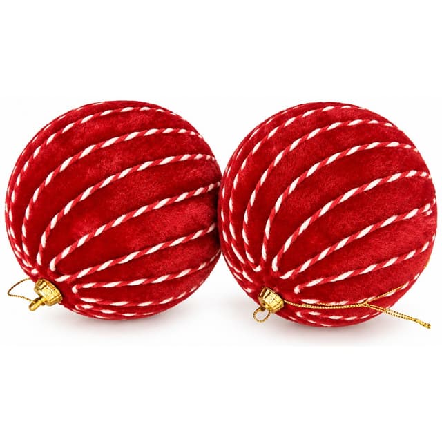 Original Adorno Navideño Esferas MZ-746 2PCS Rojo C/hilo Blanco 10CM